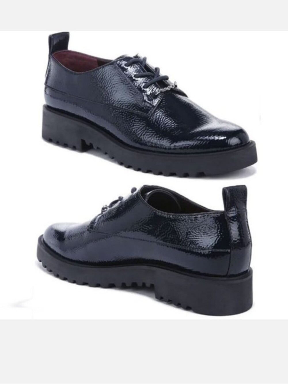 Black Patent Leather Lug Sole Lace-Up Oxfords Franco SARTO Size 6 NWT